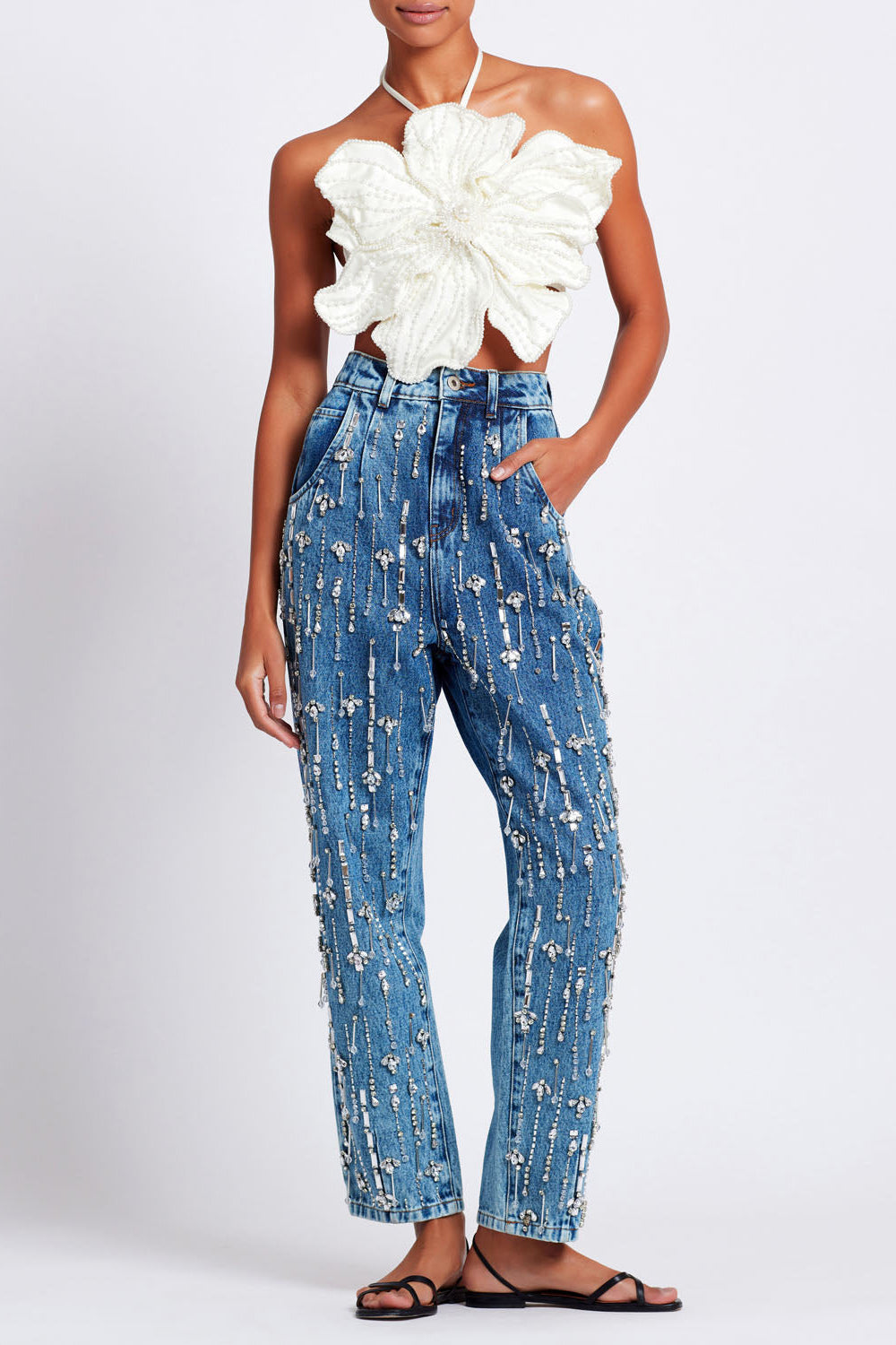 HAND-BEADED FLOWER TOP
