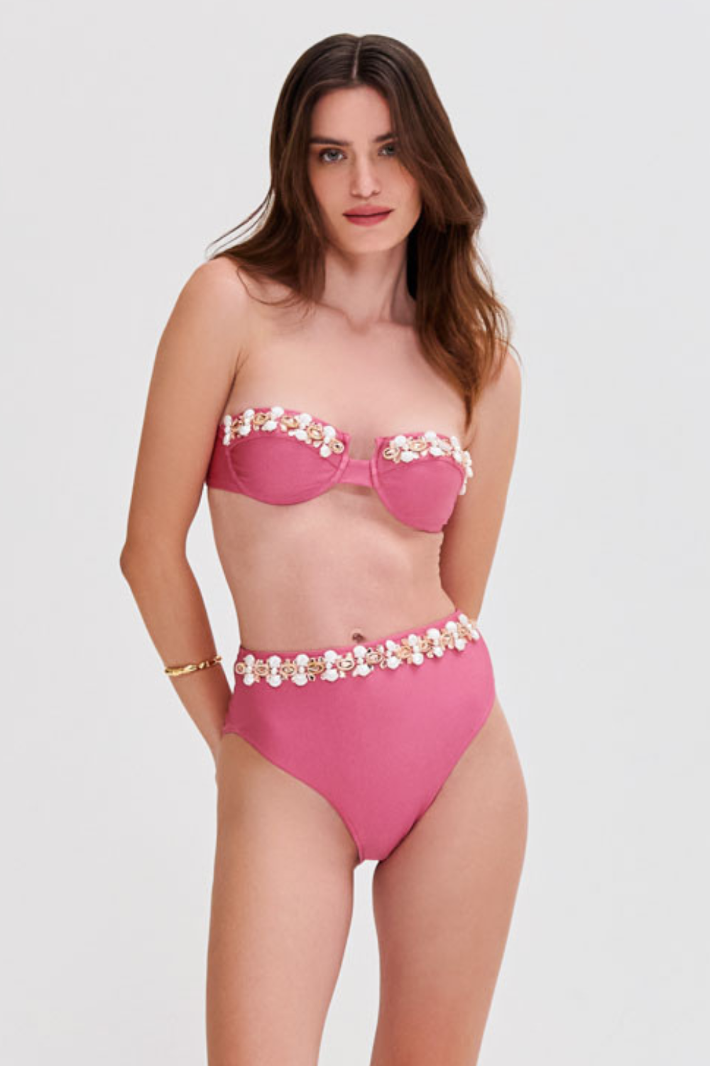 SEASHELL LYCRA EMBROIDERED BIKINI TOP