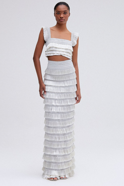 Metallic Fringe Maxi Skirt