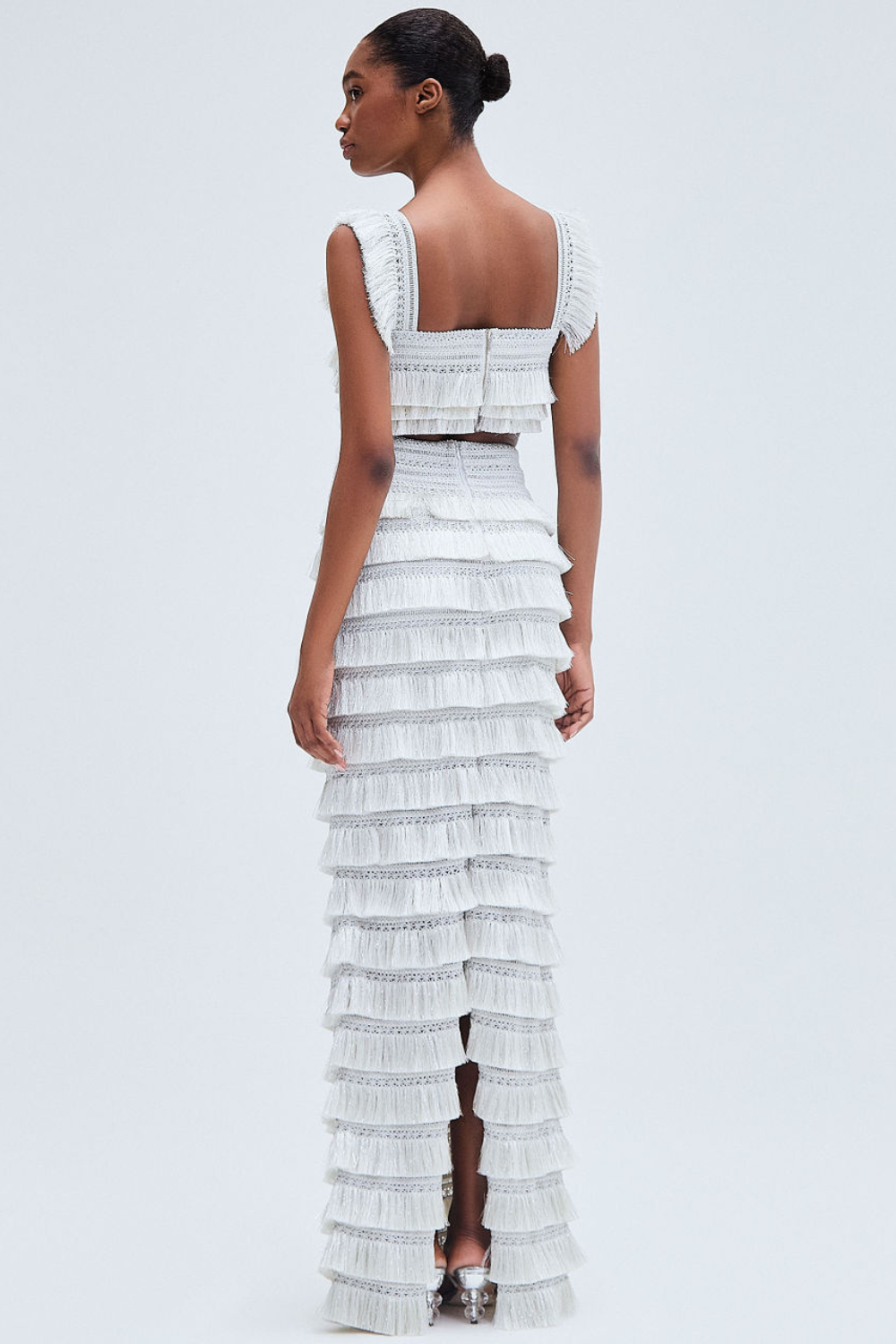 Metallic Fringe Maxi Skirt