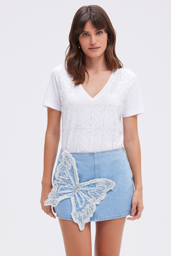 BUTTERFLY DENIM SKIRT (RUNWAY)
