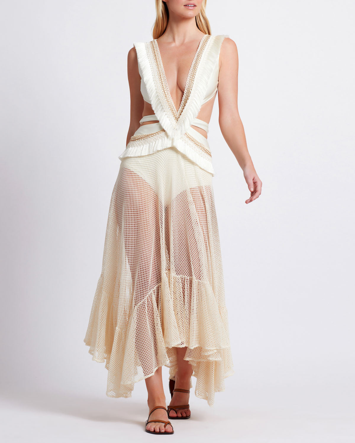 FRINGE NETTED BEACH DRESS