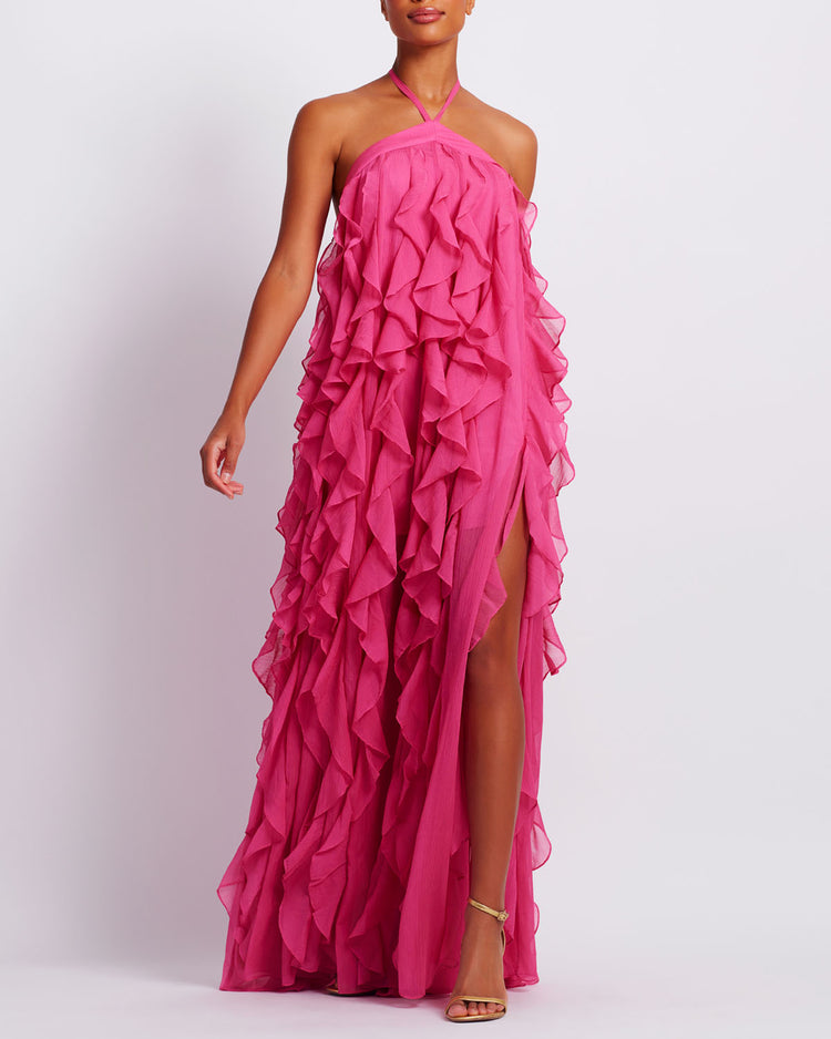 Ruffle Halterneck Maxi Dress (EXCLUSIVE)