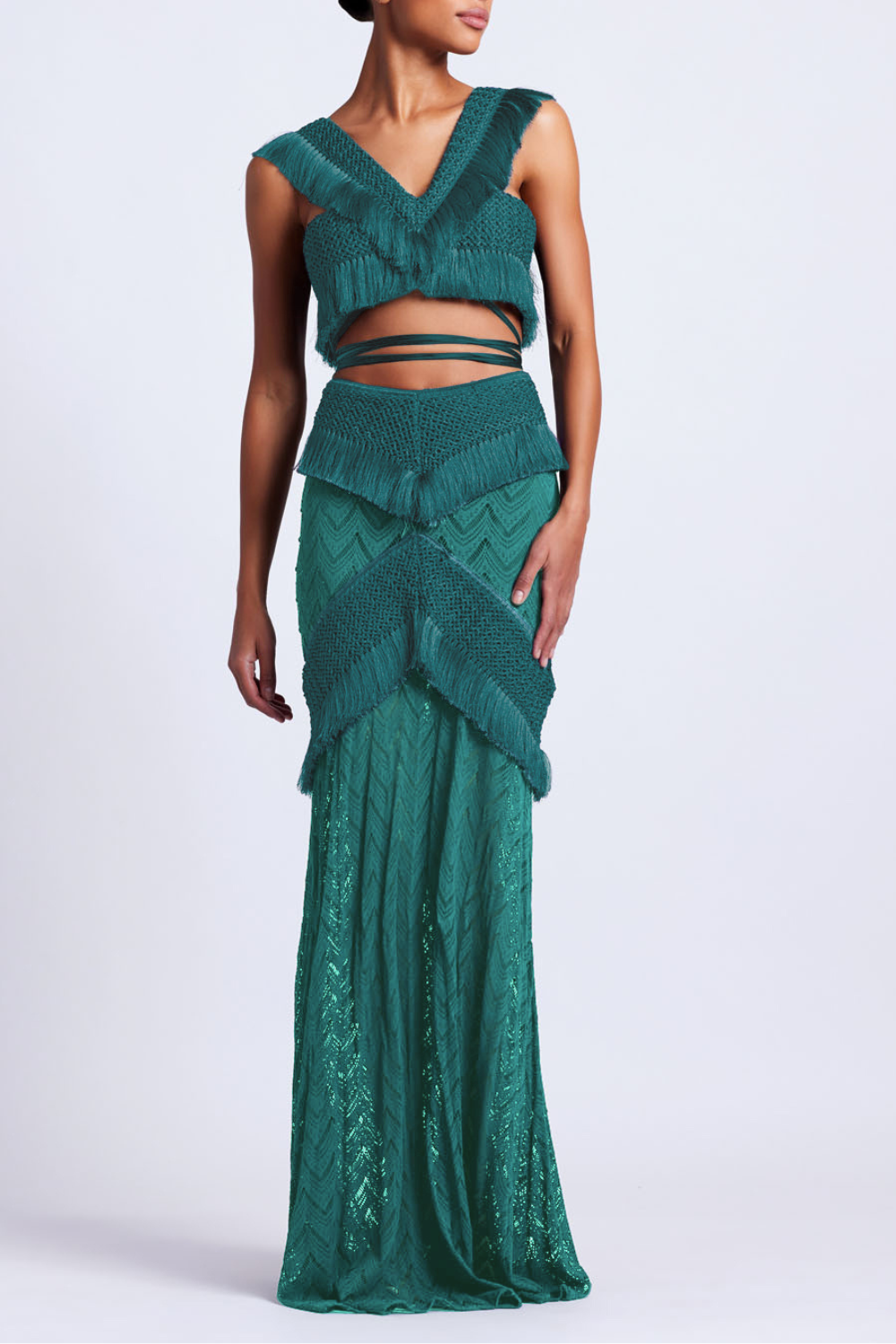 FRINGE TRIM CROPPED TOP