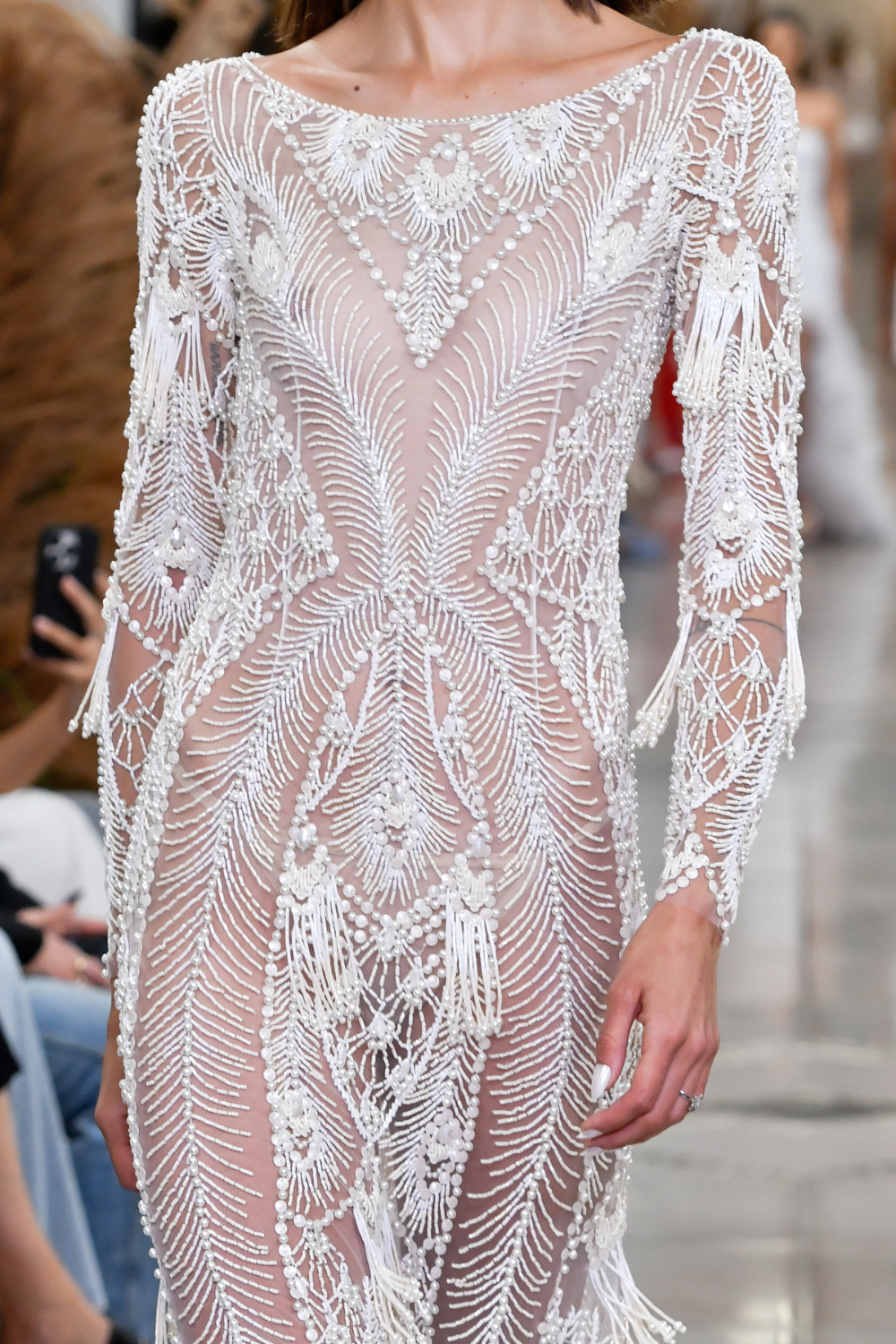 HAND-BEADED ILLUSION TULLE GOWN  (EXCLUSIVE)