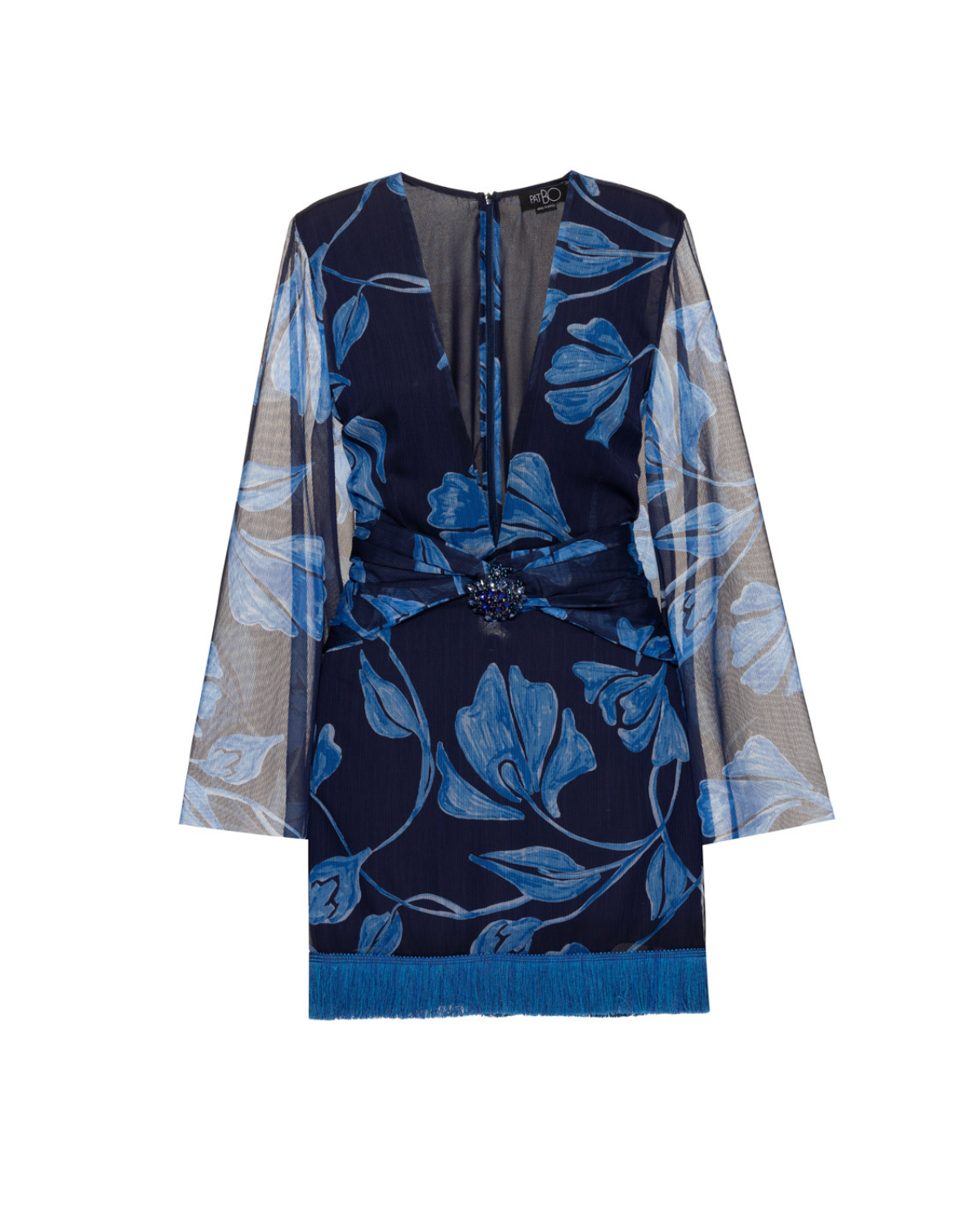 Nightflower Fringe Trim Mini Dress
