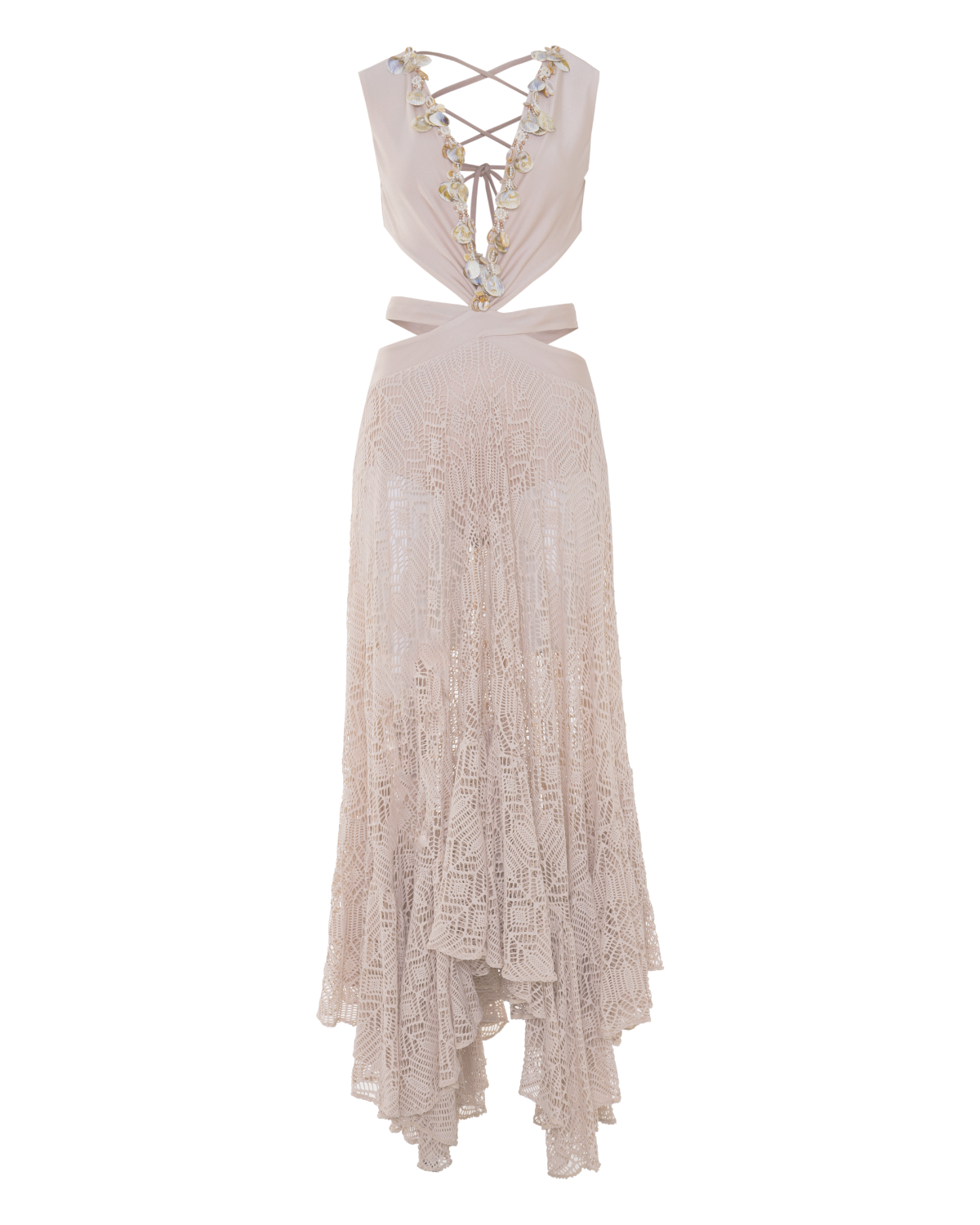 SEASHELL LYCRA PLUNGE BEACH DRESS