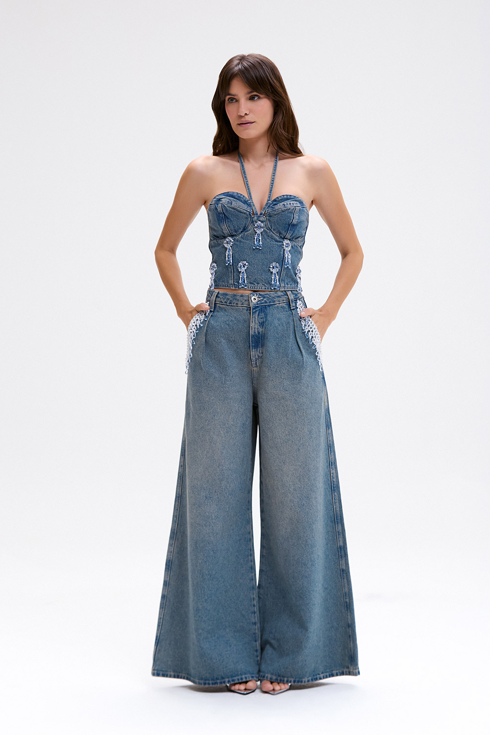 NOSTALGIC SKY DENIM BUSTIER TOP