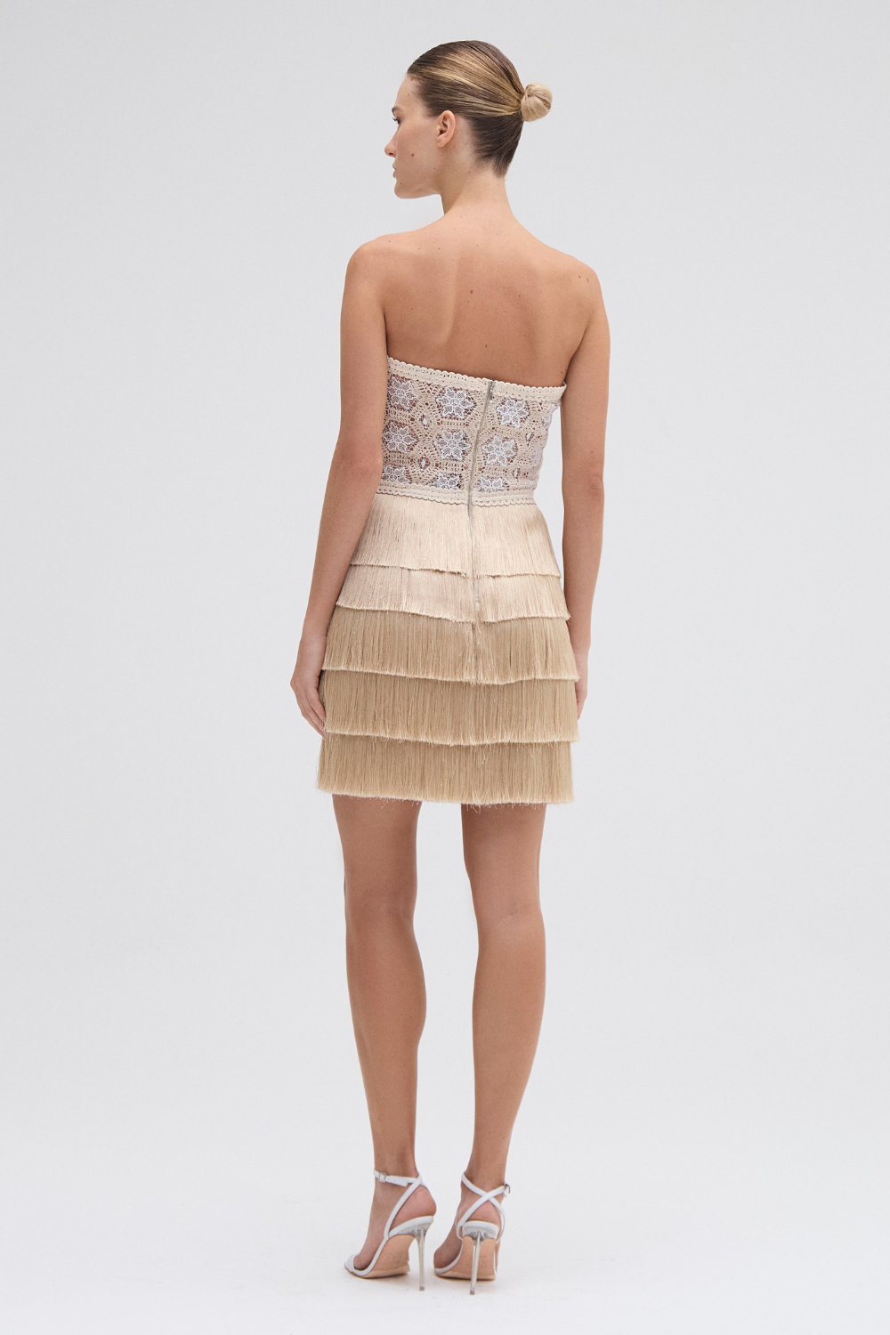 NATURAL CROCHET MINI DRESS