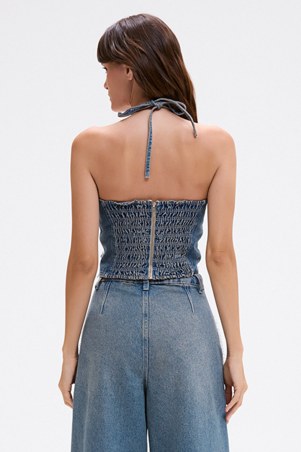 NOSTALGIC SKY DENIM BUSTIER TOP