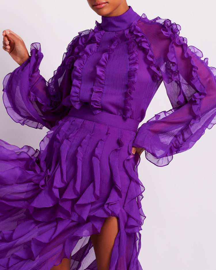 RUFFLE HIGH NECK BLOUSE