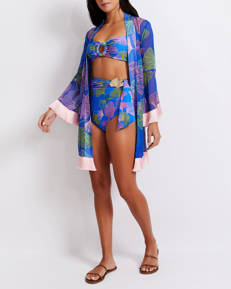 Ocean Leaf Fringe Trim Robe (FINAL SALE)
