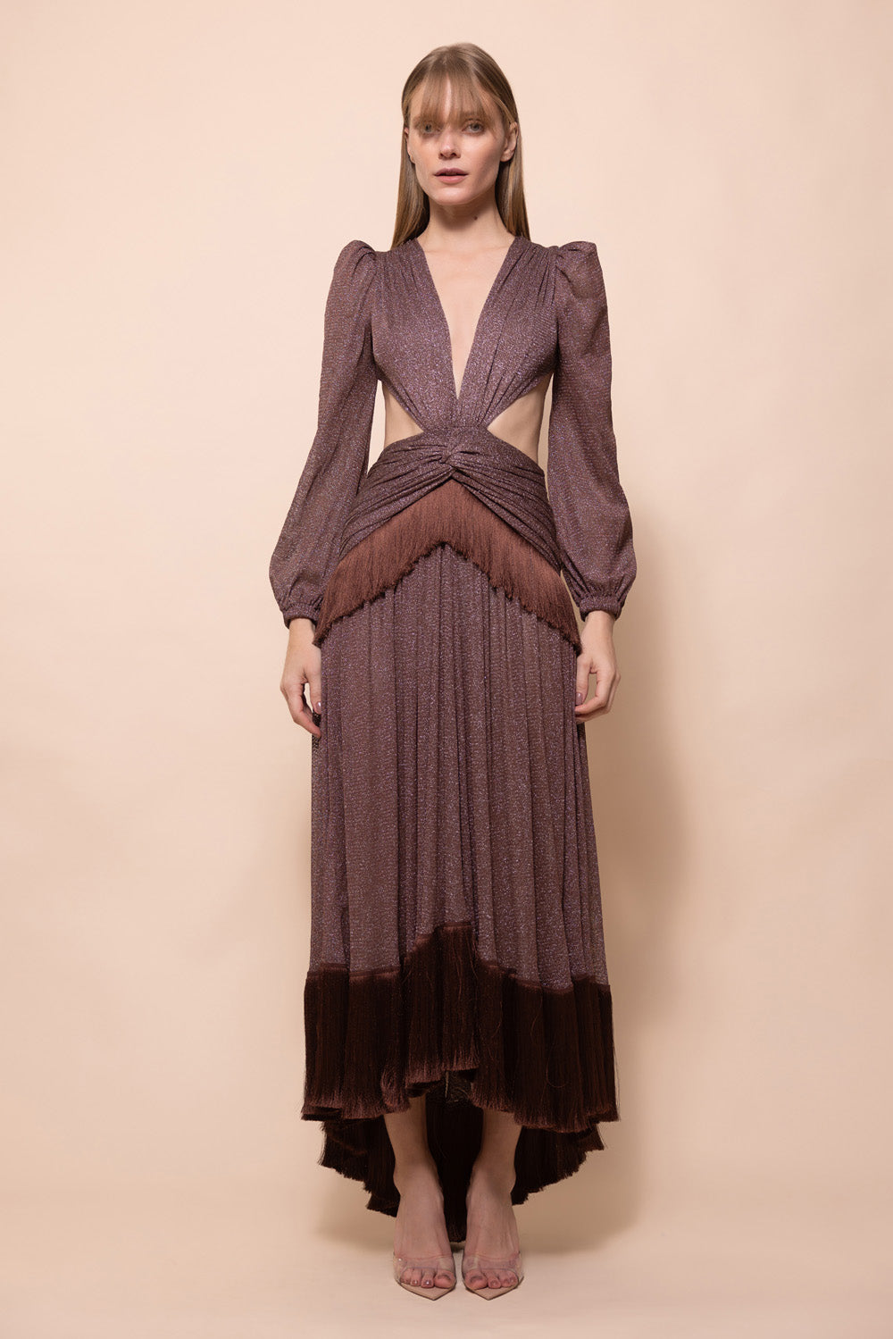 brown tulle maxi dress ALICIA Size:8.5 US - 39 EU