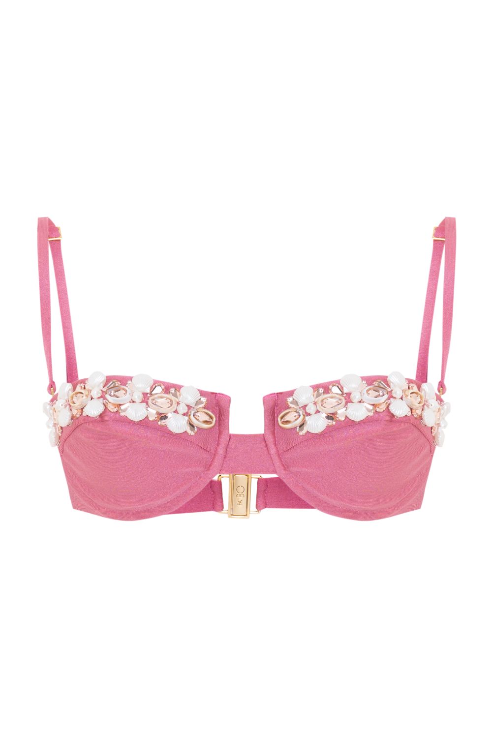 SEASHELL LYCRA EMBROIDERED BIKINI TOP