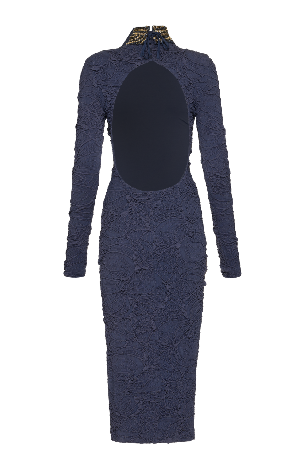 Chain Embellished Jacquard Midi Dress