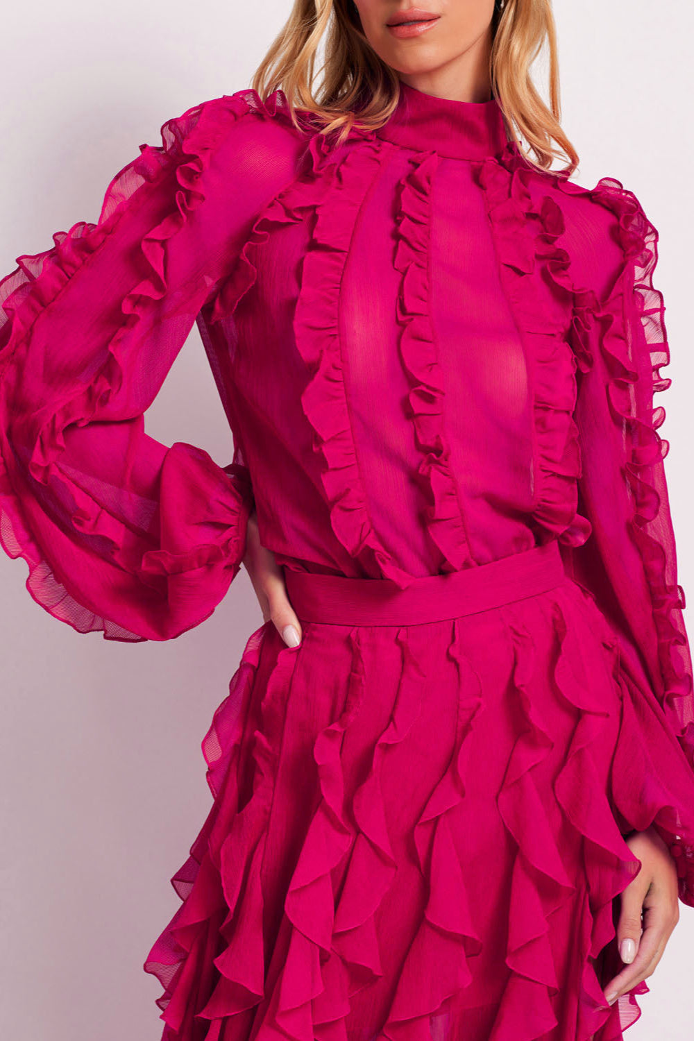 Ruffle High Neck Blouse