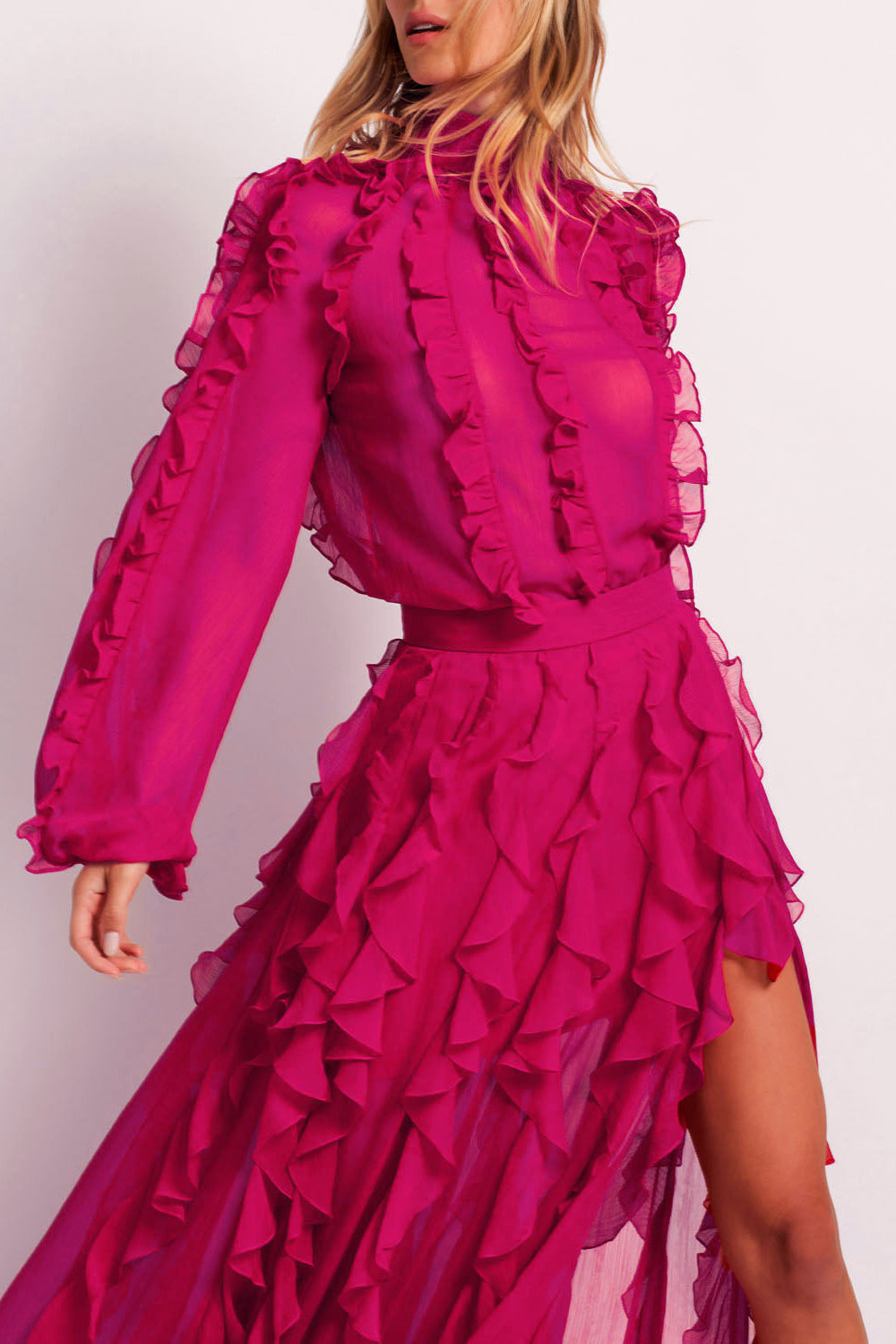Ruffle High Neck Blouse