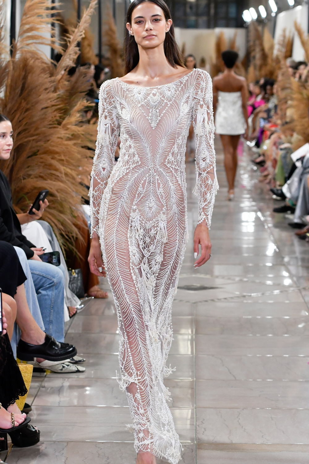 HAND-BEADED ILLUSION TULLE GOWN  (EXCLUSIVE)