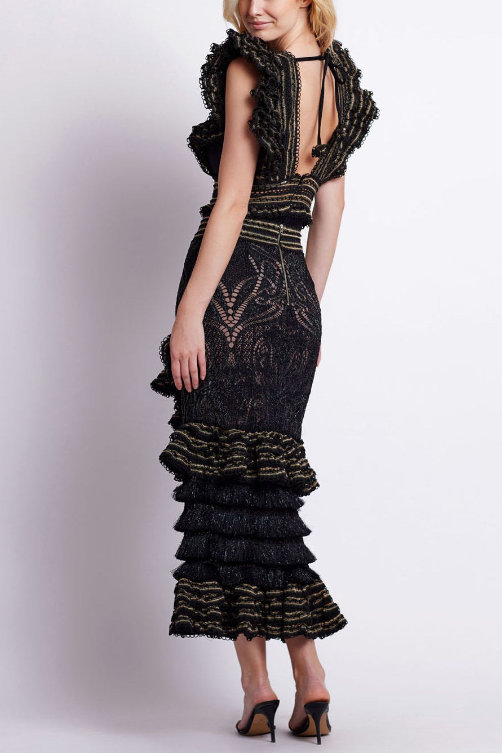 WOVEN TRIM PLUNGE BODYSUIT