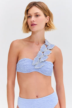 PAPILLON JACQUARD ONE SHOULDER BIKINI TOP