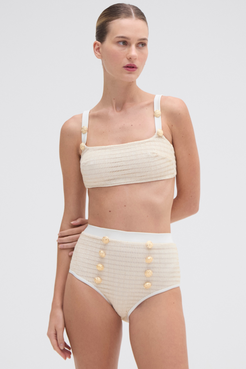 METALLIC HIGH WAIST BIKINI BOTTOM