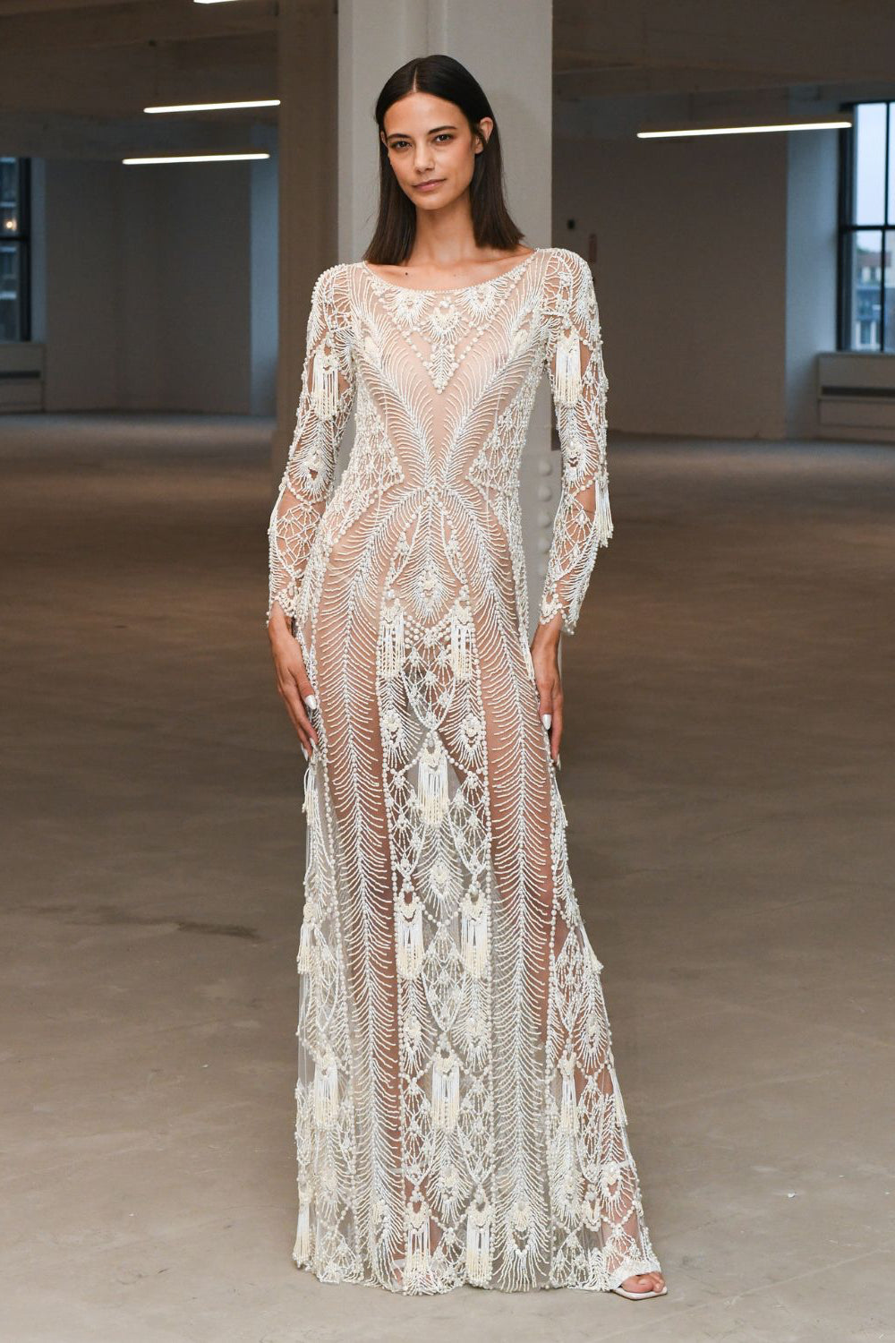 HAND-BEADED ILLUSION TULLE GOWN  (EXCLUSIVE)