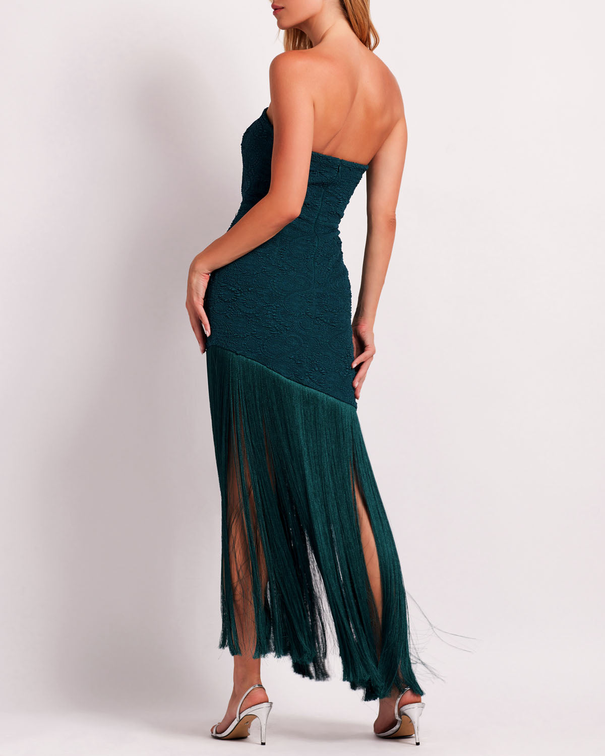Stretch Jacquard Strapless Maxi