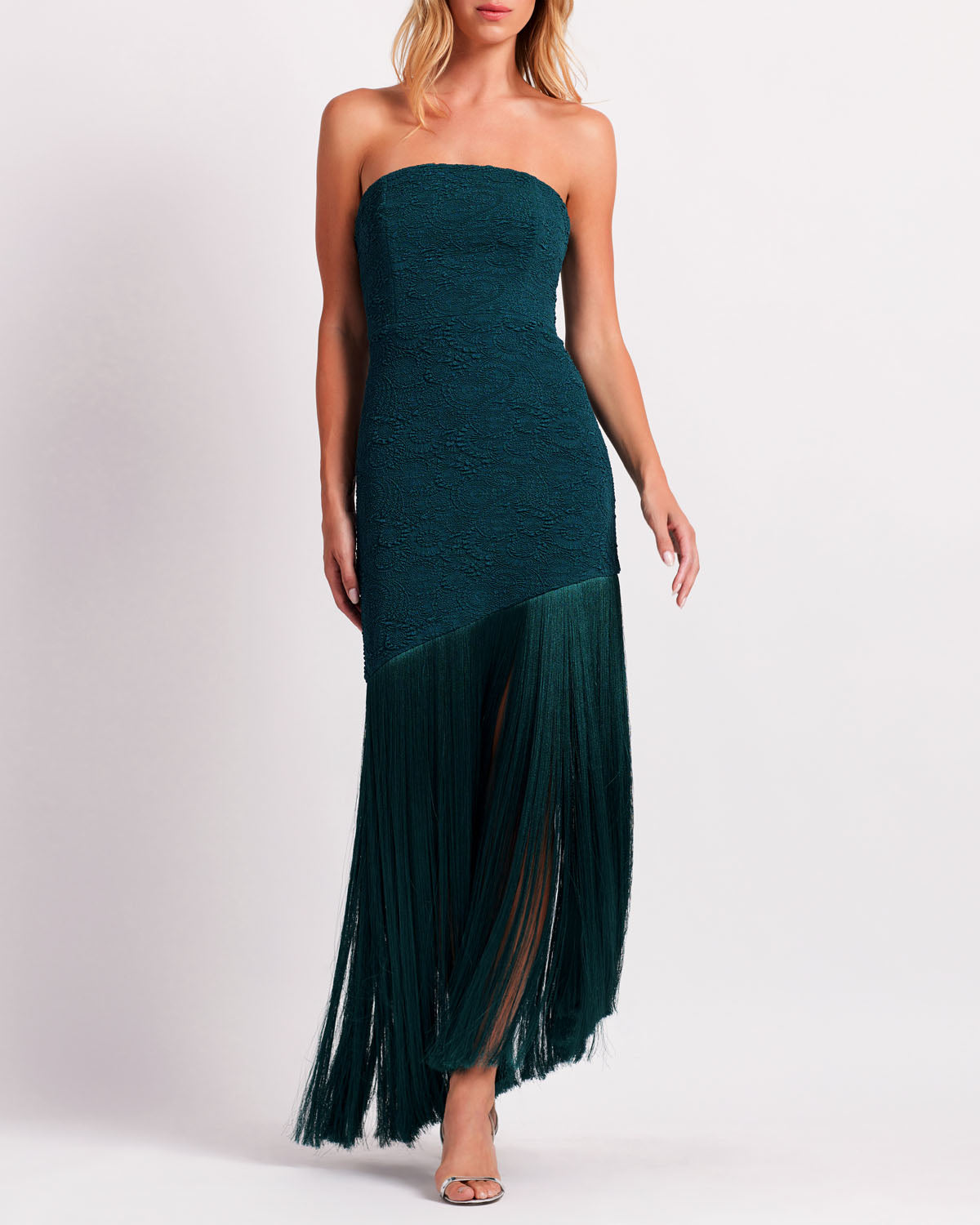Stretch Jacquard Strapless Maxi