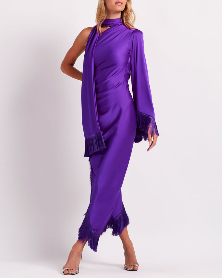 Fringe Trim Oscar Dress