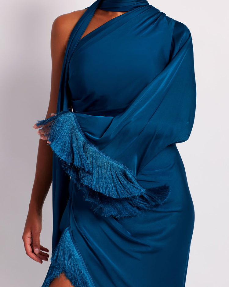 Fringe Trim Oscar Dress