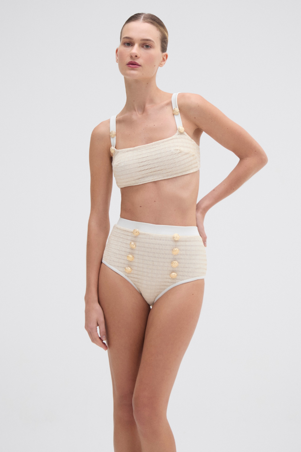 METALLIC HIGH WAIST BIKINI BOTTOM