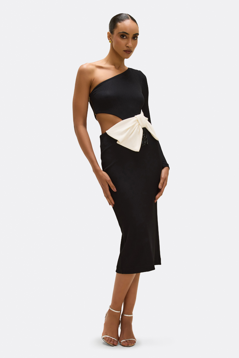 GRACE KNIT ONE SHOULDER MIDI DRESS