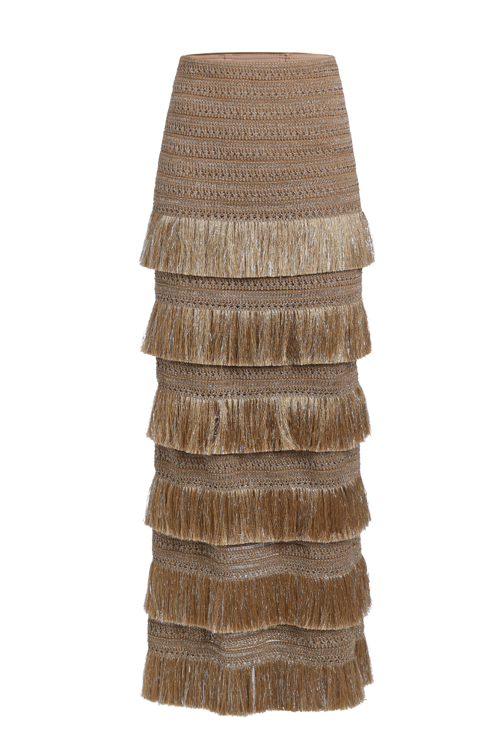 Metallic Fringe Maxi Skirt