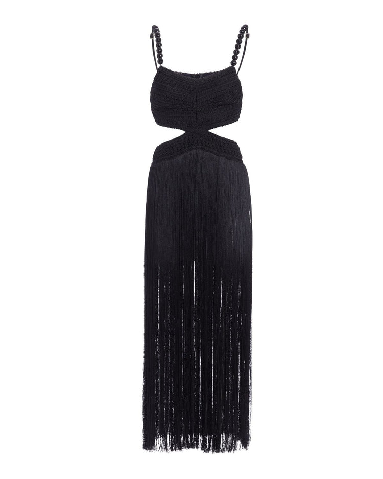 Fringe Dress with Beaded Straps