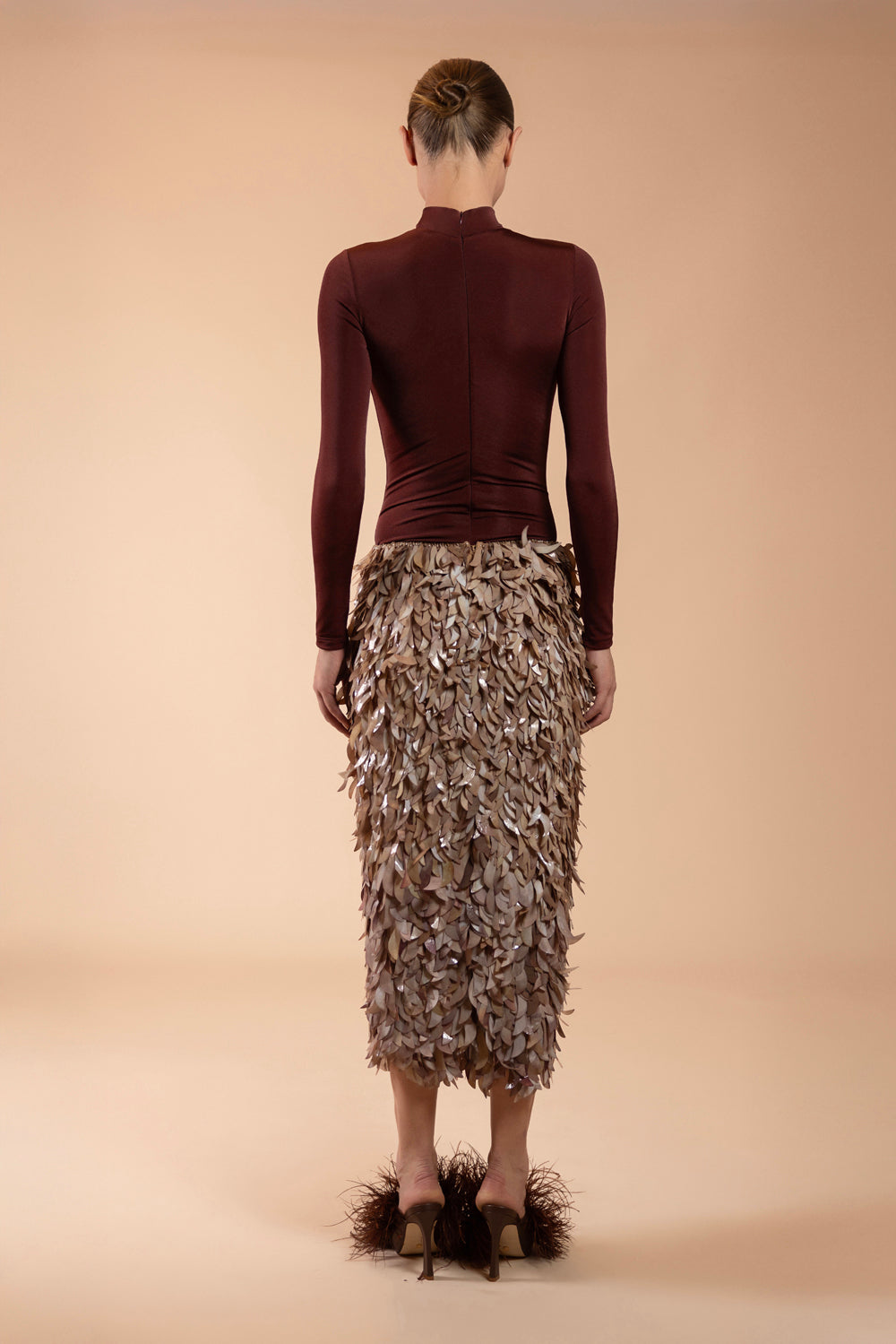 TULLE BRONZE MIDI SKIRT (RUNWAY)