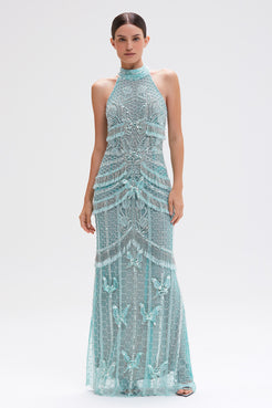 BUTTERFLY EMBROIDERY MAXI DRESS