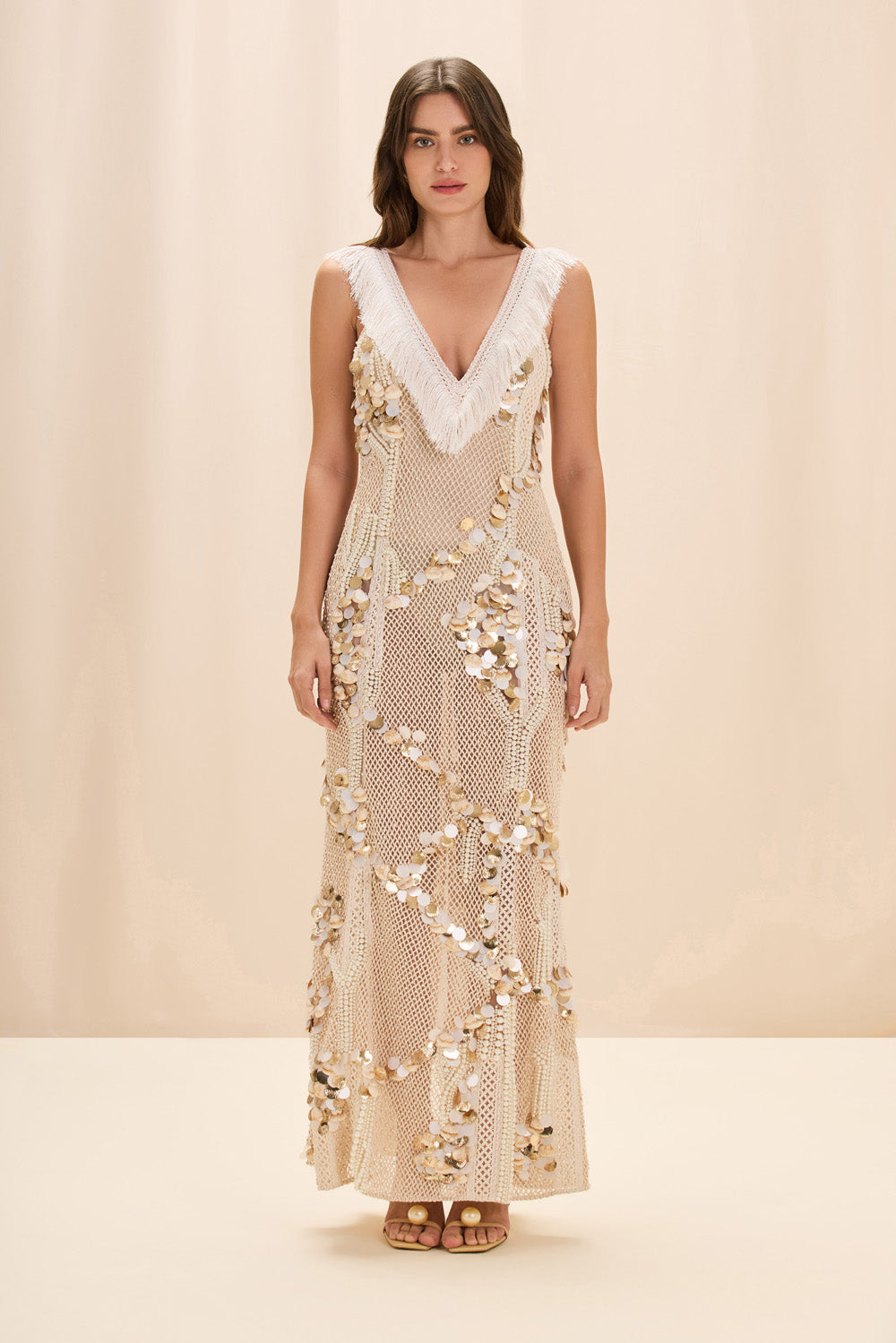 Patbo SEASHELL EMBROIDERY GOWN - White Patbo SEASHELL EMBROIDERY GOWN - White
