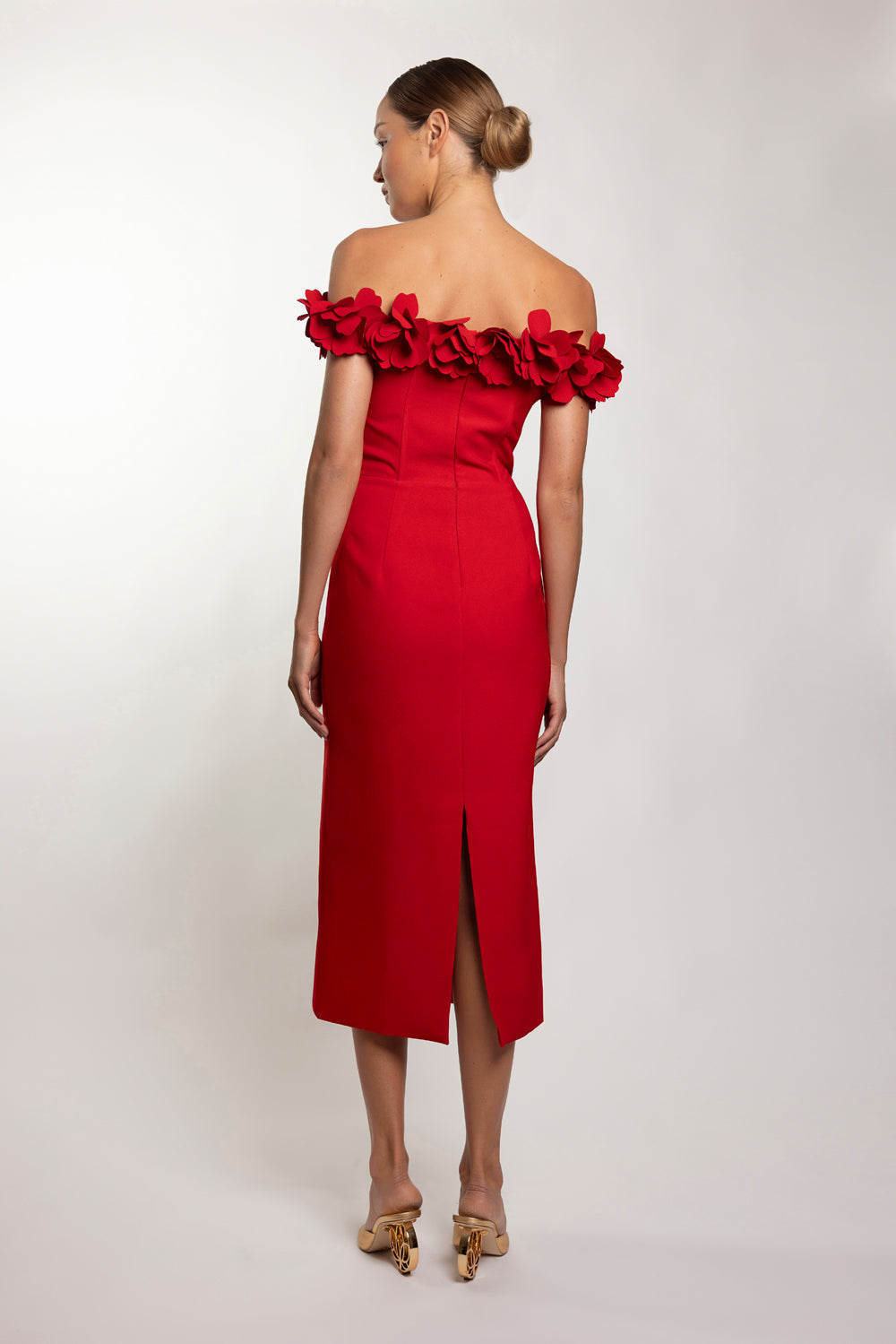 LIGHT SPOT CREPE MIDI DRESS