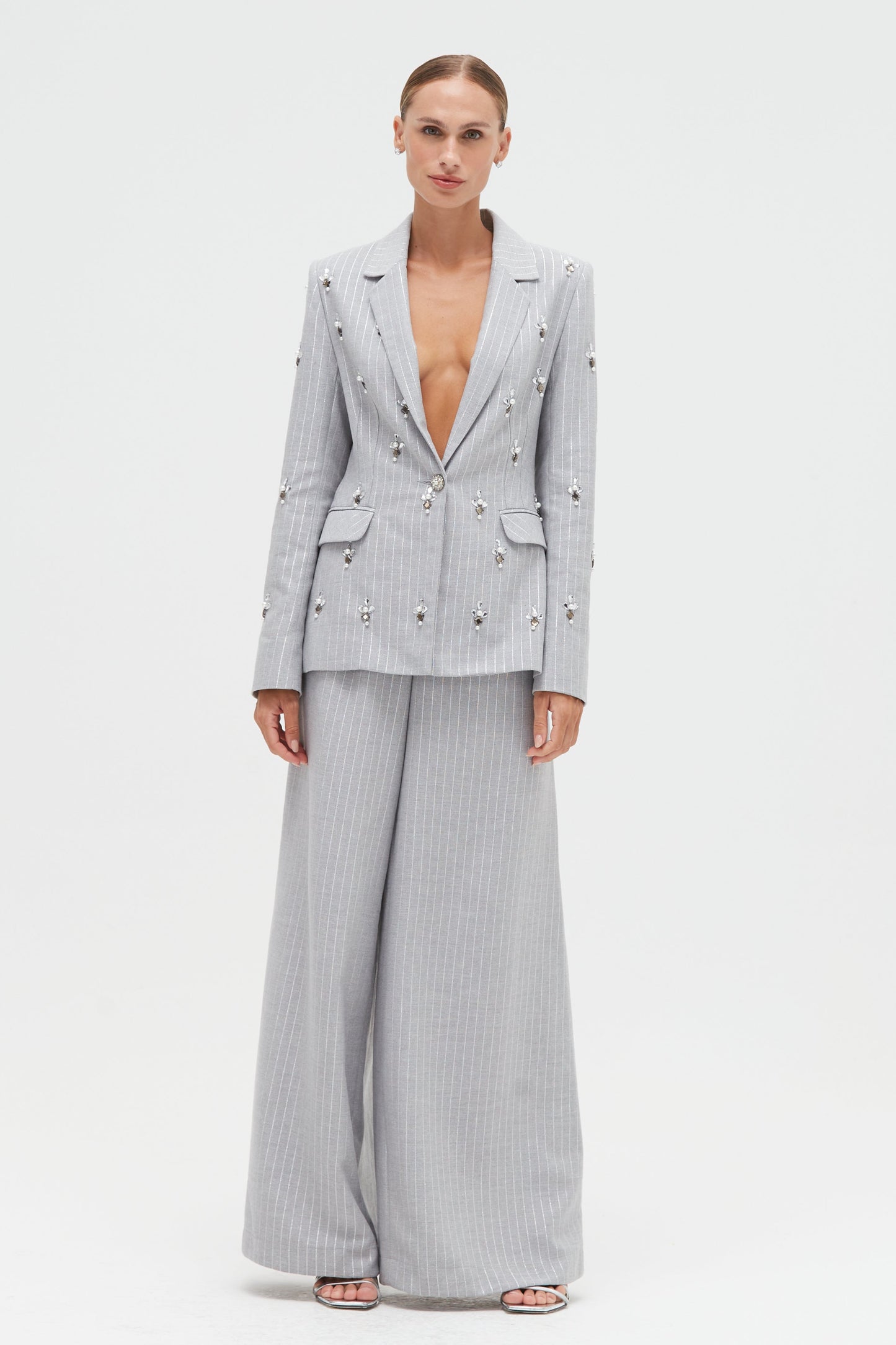 METALLIC PINSTRIPE BLAZER