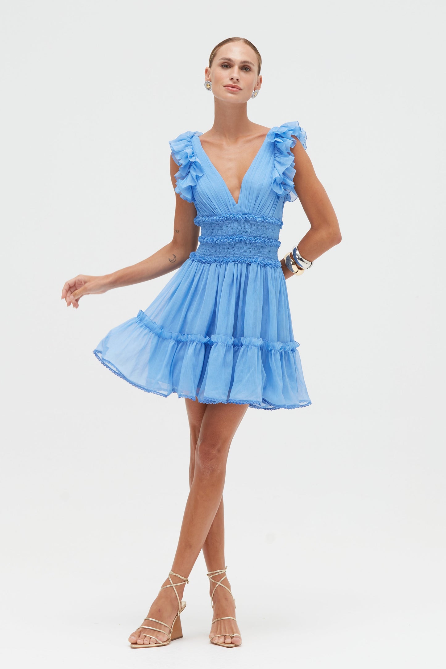 CHIFFON WONDERLAND FLUTTER MINI DRESS