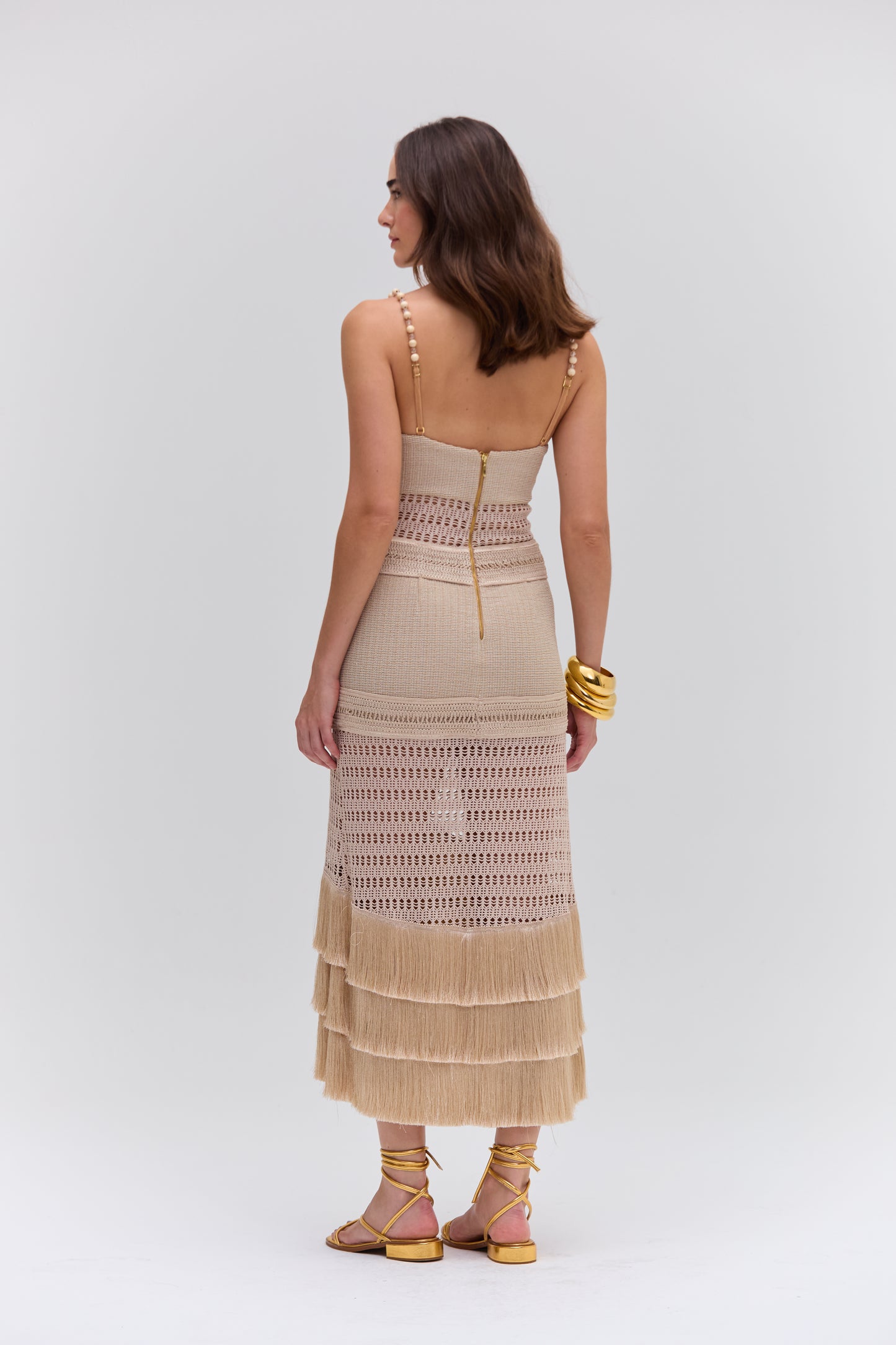METALLIC KNIT MIDI DRESS