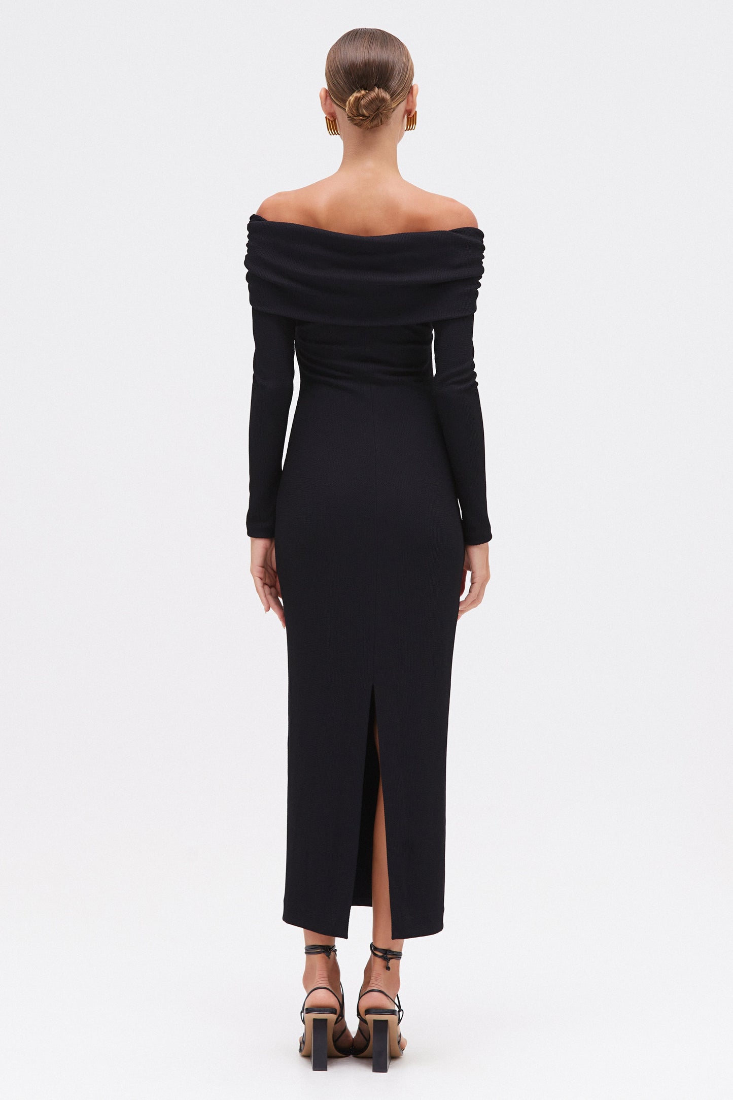 GRACE KNIT DRAPED MIDI DRESS