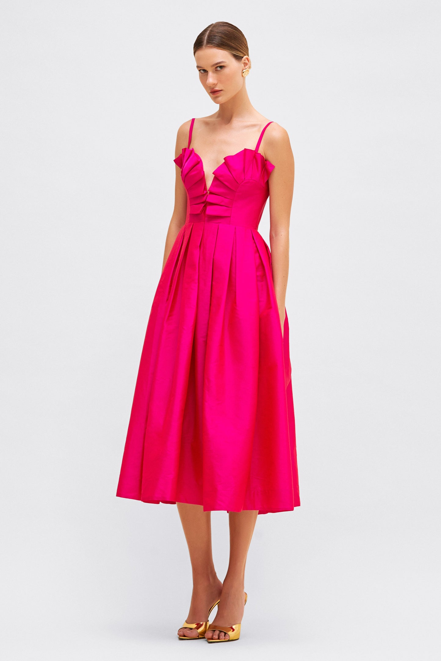 TAFFETA BLOOM MIDI DRESS