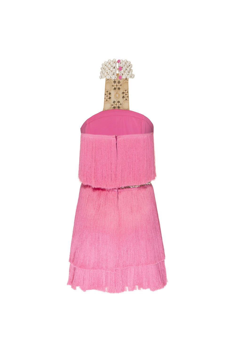Pearl and Fringe Halterneck Mini Dress