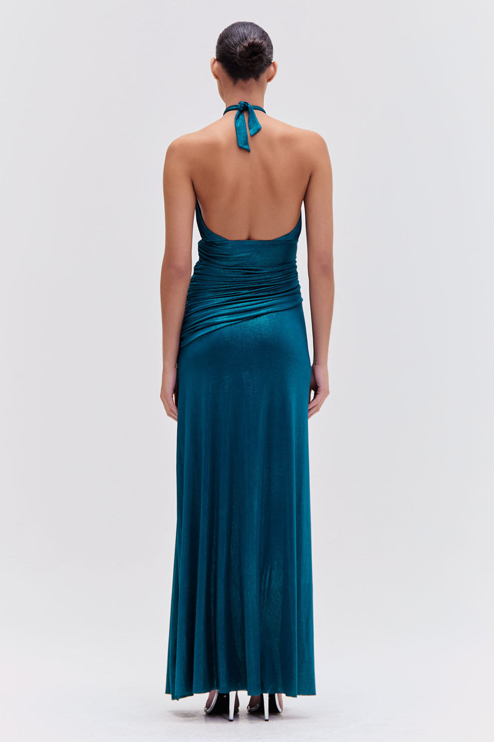 Metallic Jersey Halterneck Maxi Dress
