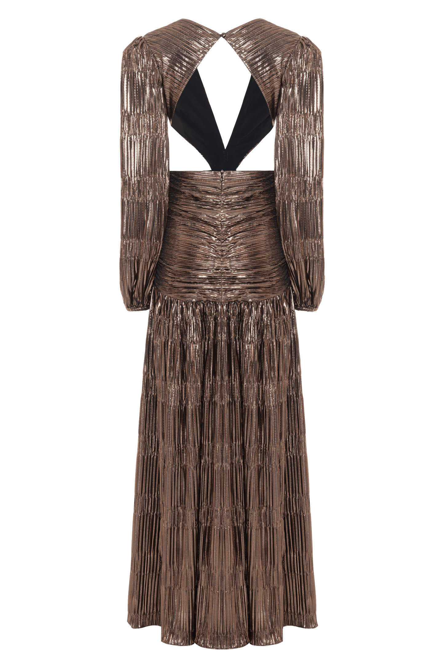 METALLIC PLISSE CUT OUT GOWN