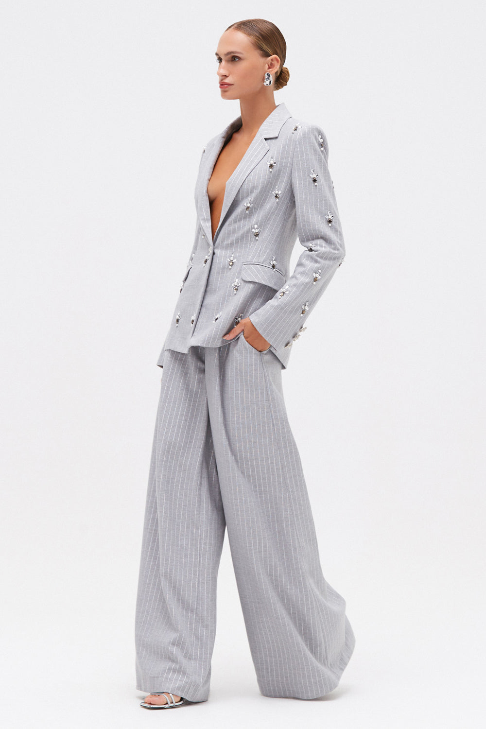 METALLIC PINSTRIPE BLAZER