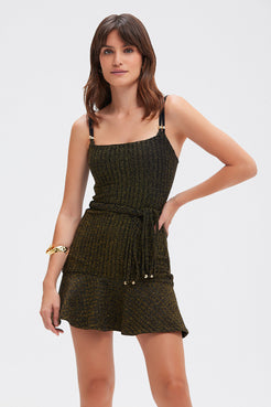 METALLIC KNIT MINI DRESS