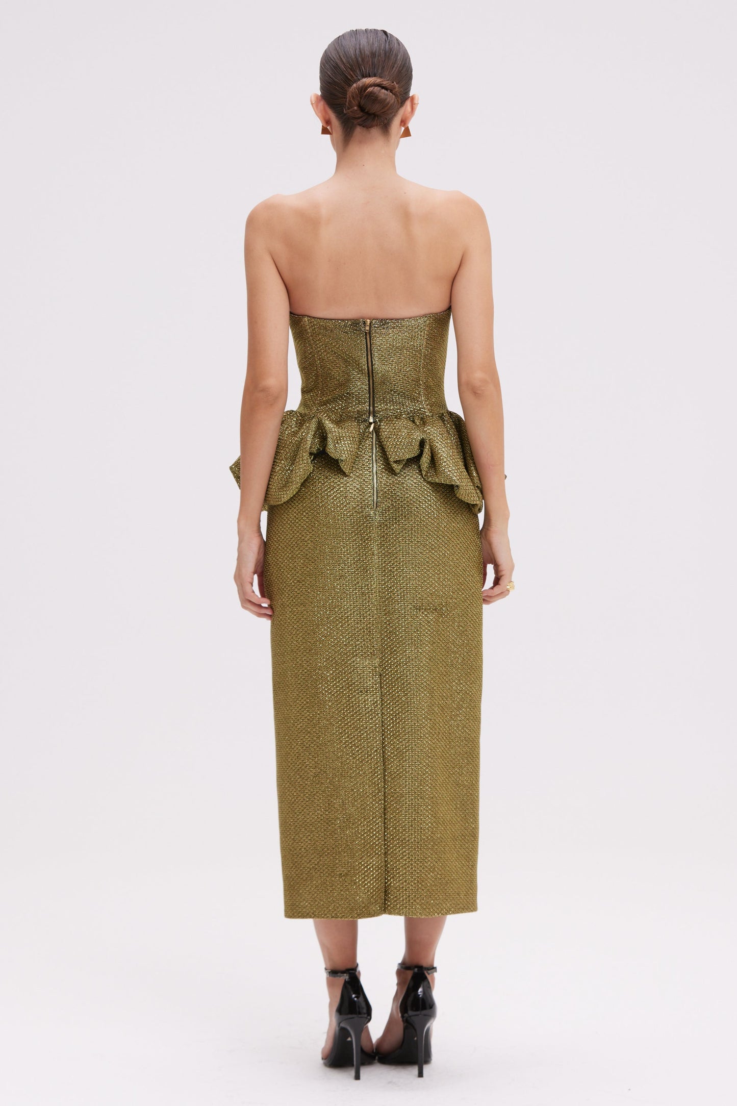 GOLDEN WEAVE PEPLUM TOP