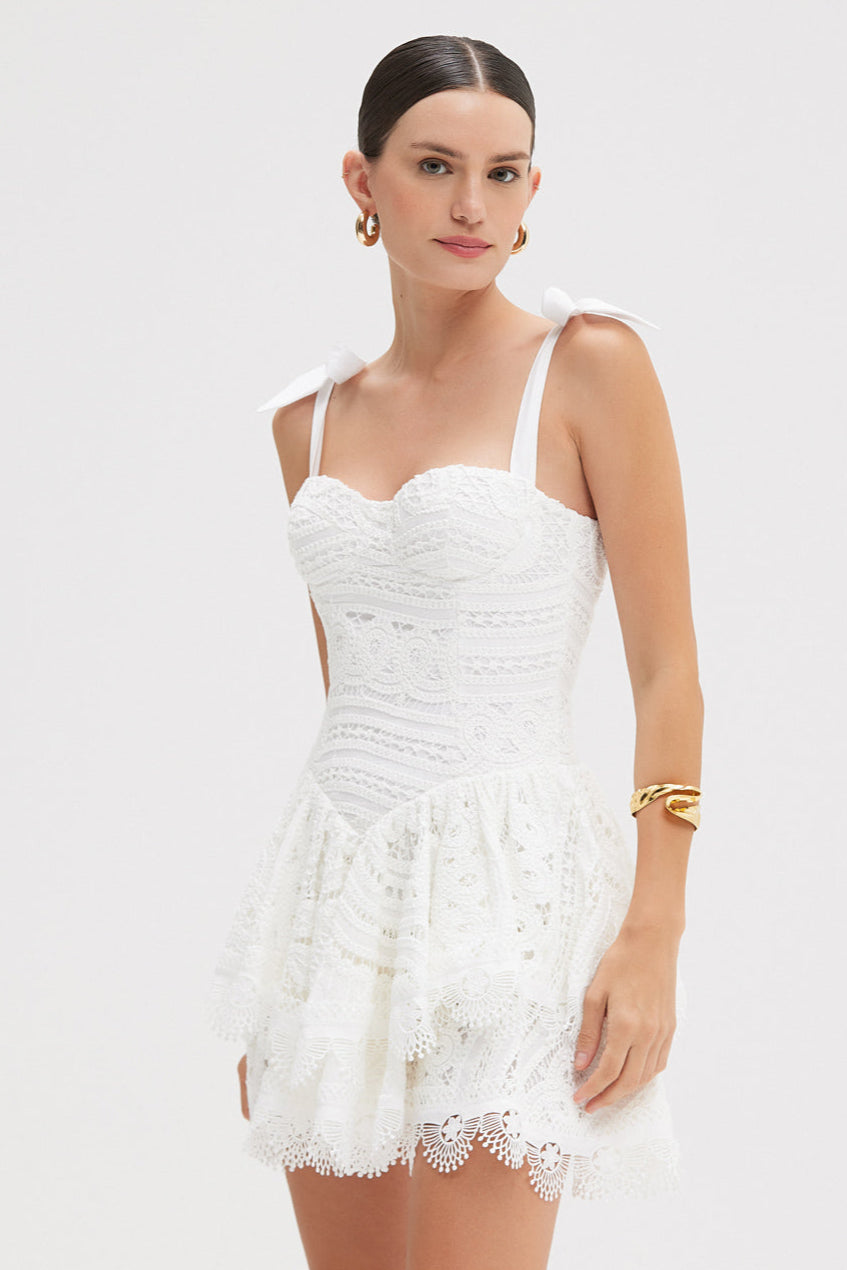 Patbo Rhythmic Lace Mini Dress - White Patbo Rhythmic Lace Mini Dress - White
